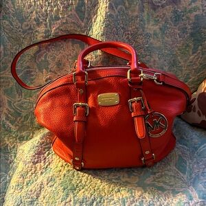 Michael Kors Vibrant Orange Leather Satchel